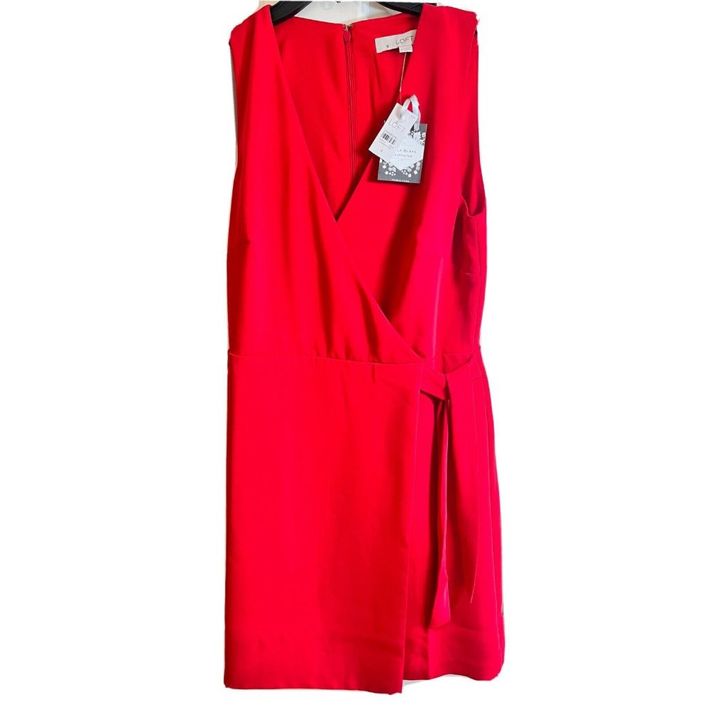 Loft Size 4 Dress Ladies Red Faux Wrap with Tie Little Red Dress NWT